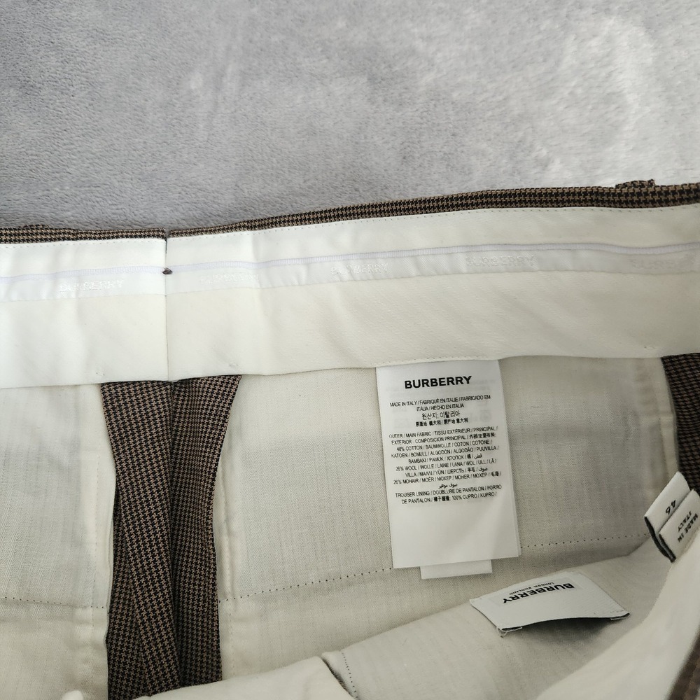 New Burberry London England Beige Wool Mohair Houndstooth Trousers IT 46 US 46 - Picture 10 of 15